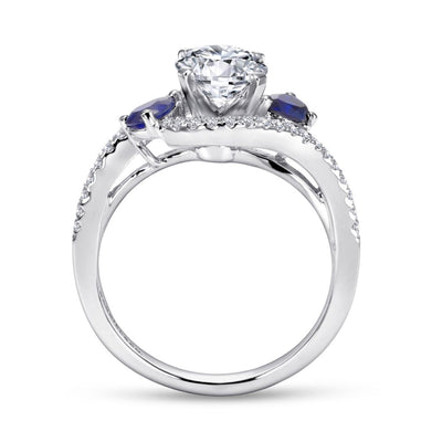 Gabriel 14K White Gold .48ctw 4 Prong Style Diamond Semi-Mount Engagement Ring