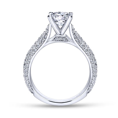 Gabriel 14K White Gold .70ctw 4 Prong Style Diamond Semi-Mount Engagement Ring