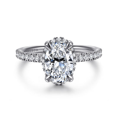 Gabriel 14K White Gold 0.294ctw 4 Prong Style Diamond Semi-Mount Engagement Ring