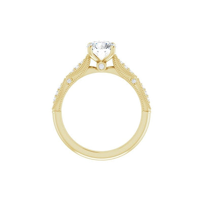 14K Yellow Gold .10ctw 4 Prong Style Diamond Semi-Mount Engagement Ring