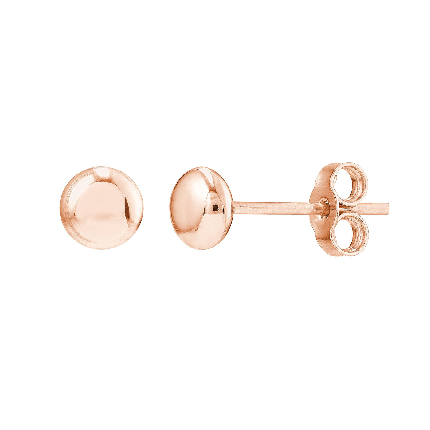 14K Rose Gold 4.5mm Circle Button Style Earrings