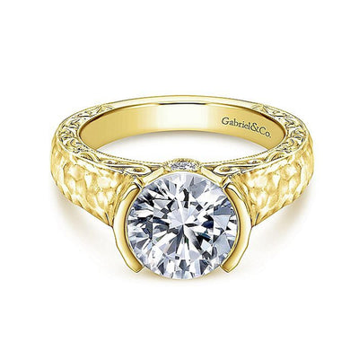 Gabriel 14K Yellow Gold .05ctw Bezel Style Diamond Semi-Mount Engagement Ring
