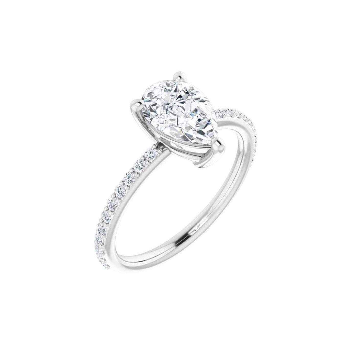 14K White Gold .20ctw 3 Prong Style Diamond Semi-Mount Engagement Ring