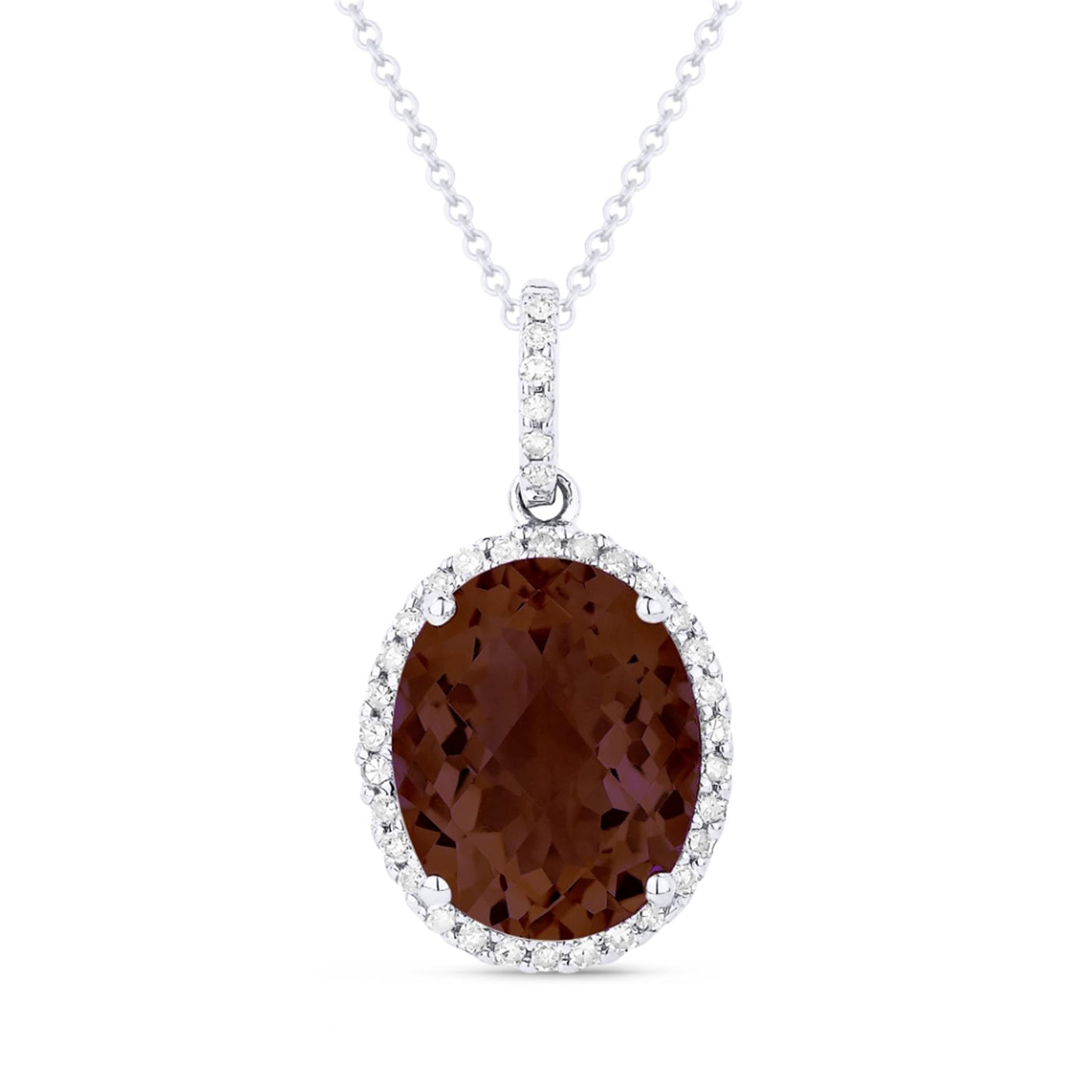 Madison L 14K White Gold 3.40ctw Halo Style Garnet Necklace