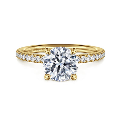 Gabriel 14K Yellow Gold 0.195ctw 4 Prong Style Diamond Semi-Mount Engagement Ring