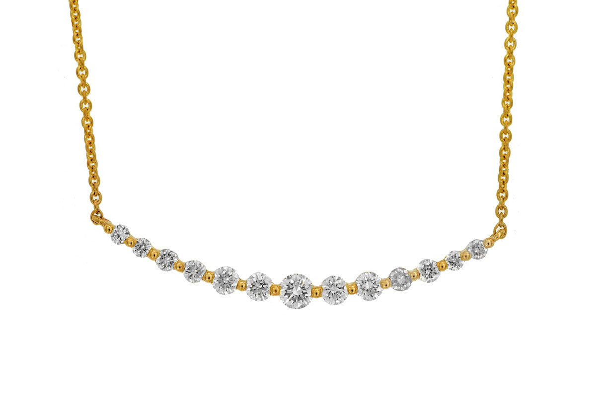 Royal 14K Yellow Gold 0.31ctw Curved Bar Style Necklace