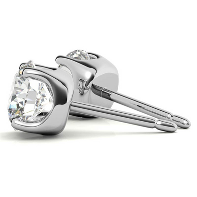 14K White Gold 0.50ctw Diamond Stud Earrings in Four Prong Basket Settings