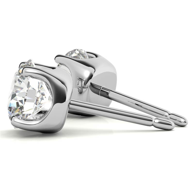 14K White Gold 0.5ctw Diamond Stud Earrings in Four Prong Basket Settings