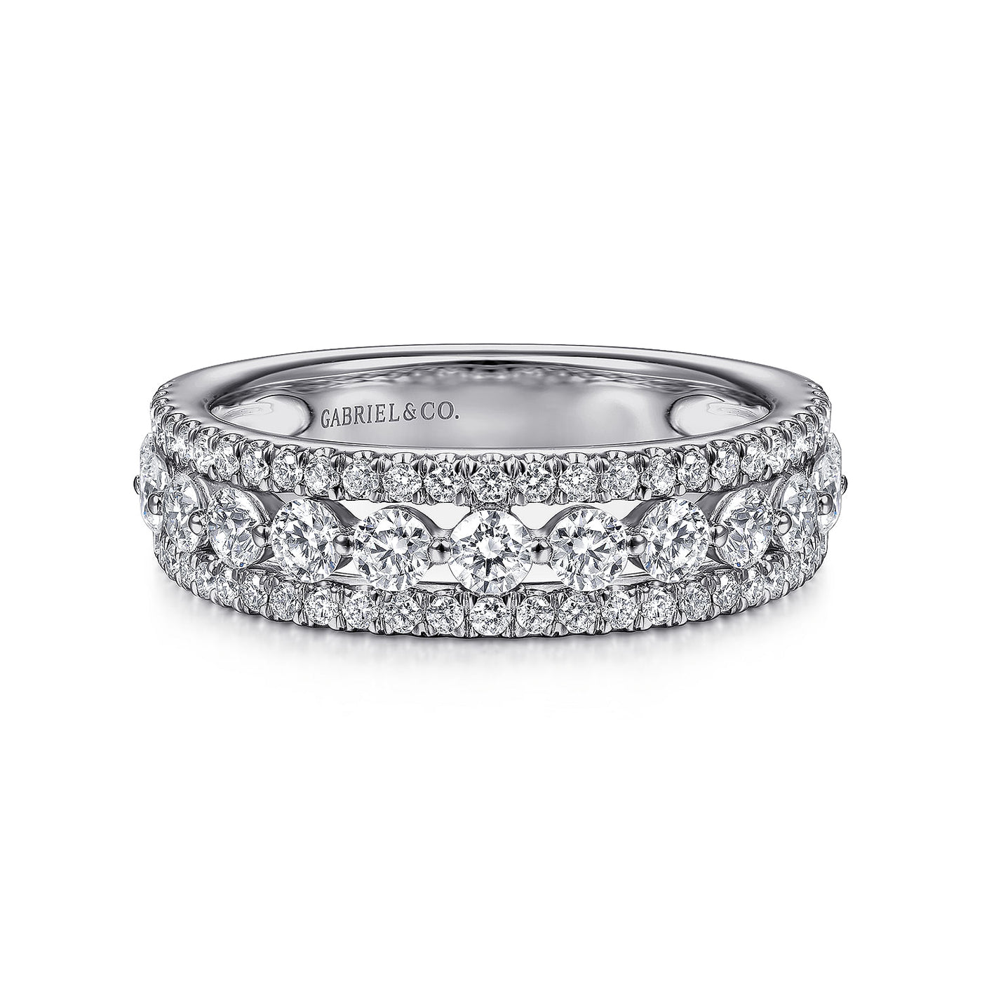 Gabriel 14K White Gold 1.05ctw Fancy Diamond Band