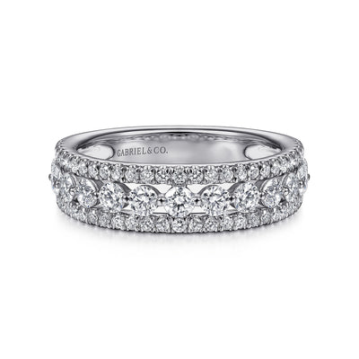 Gabriel 14K White Gold 1.05ctw Fancy Diamond Band