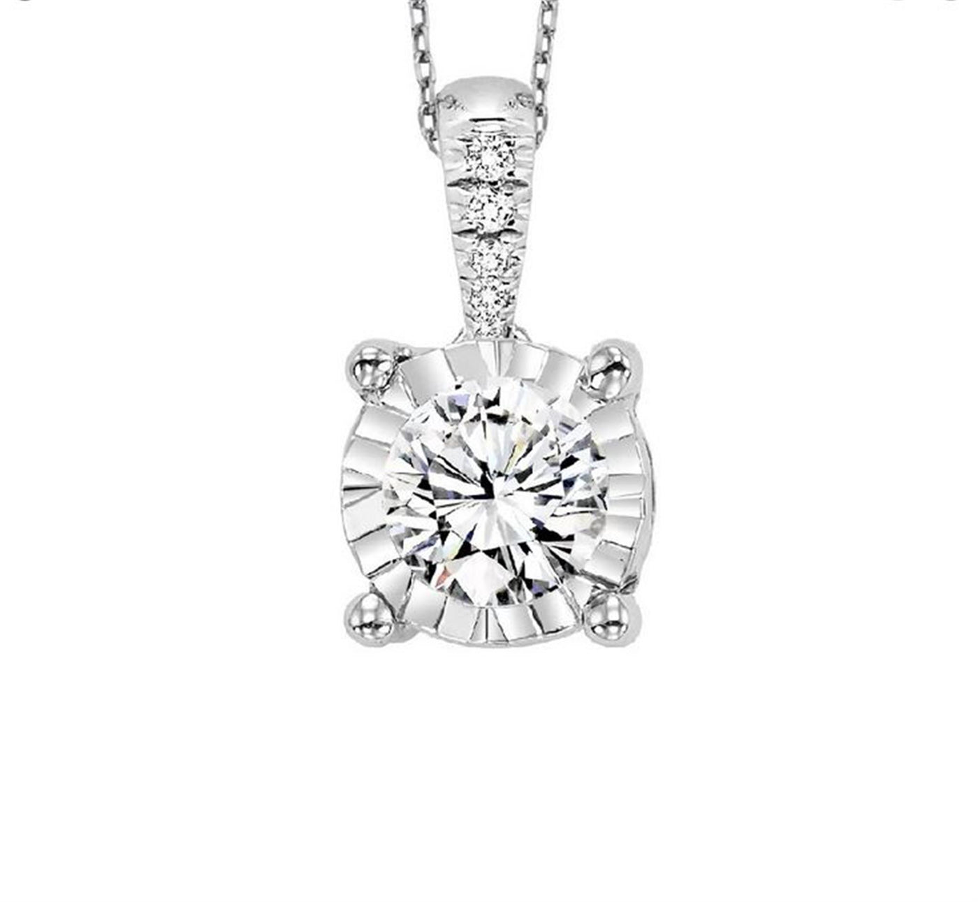 14K White Gold 0.25ctw Solitaire Style Pendant