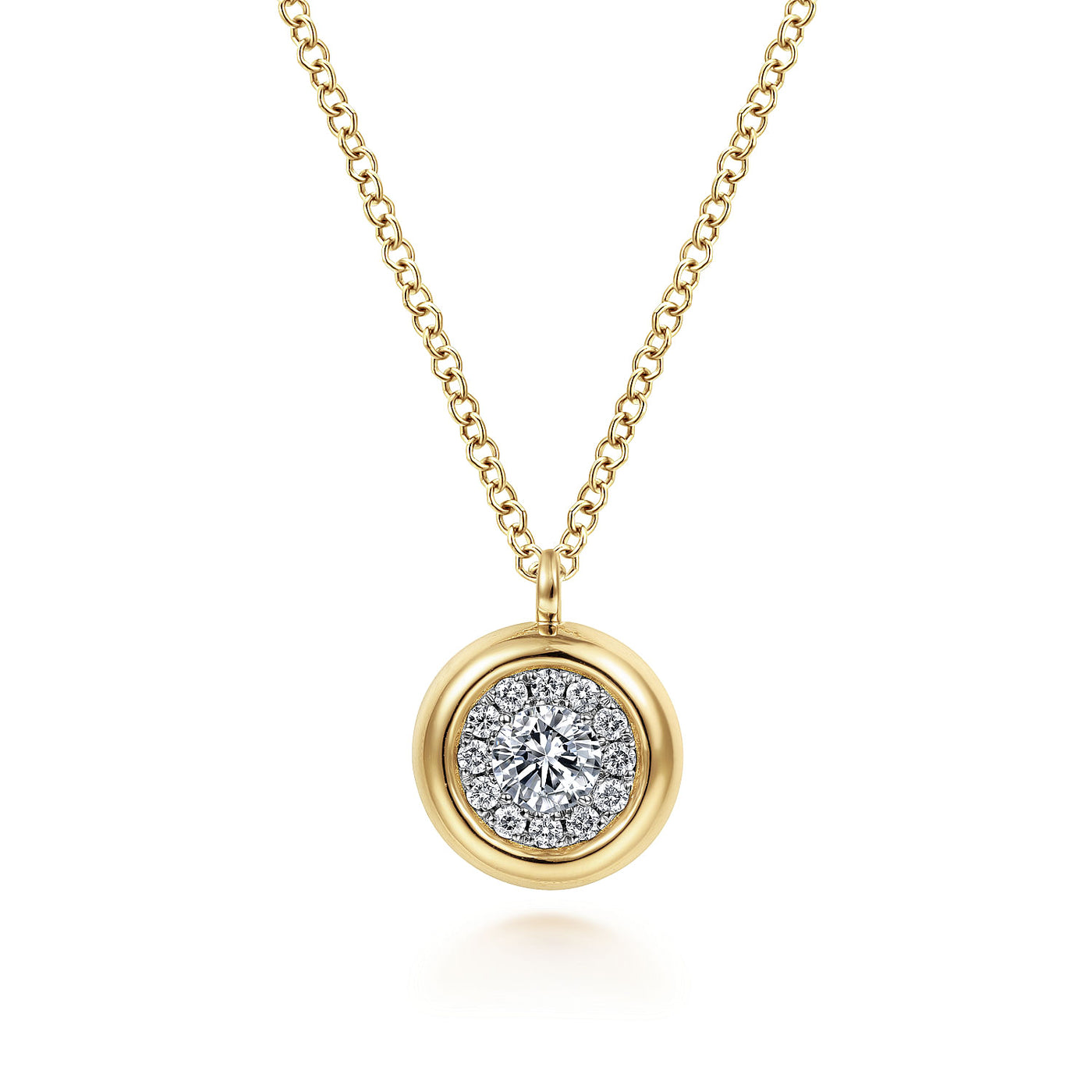 Gabriel 14K Yellow Gold 0.21ctw Halo Style Pendant