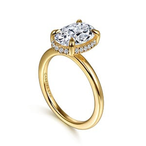 Gabriel - Lotus Collection 14K Yellow Gold 0.11ctw Hidden Halo Style Diamond Semi-Mount Engagement Ring