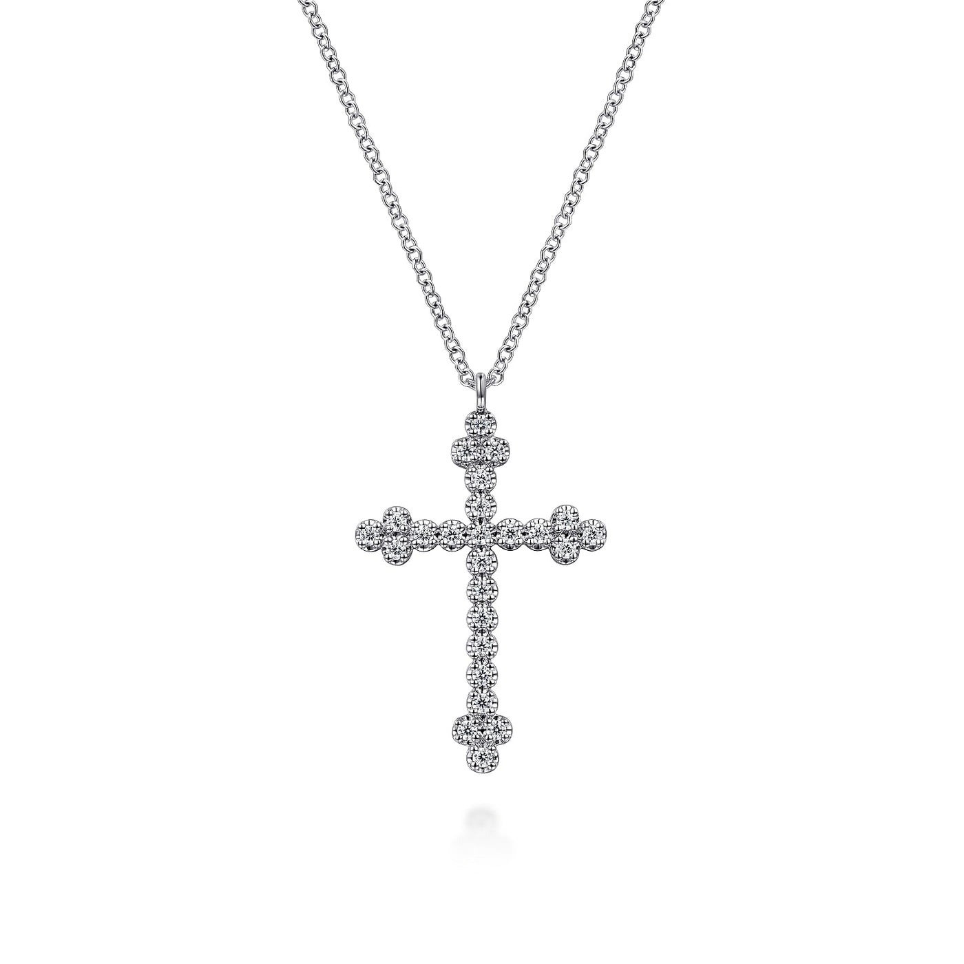 Gabriel 14K White Gold 0.25ctw Cross Style Pendant