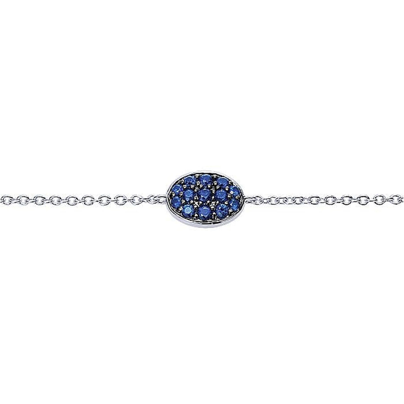 Gabriel Sterling Silver 7" Cluster Station Style Bracelet Featuring Sapphires