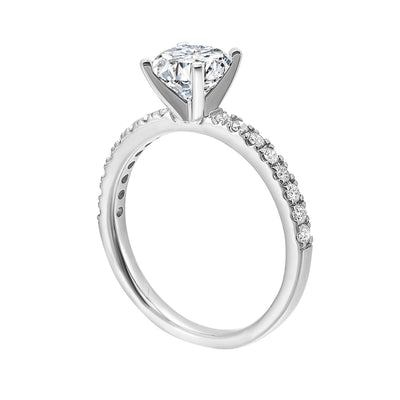 Thollot-Colorado Cut 14K White Gold 0.25ctw 4 Prong Style Diamond Semi-Mount Engagement Ring