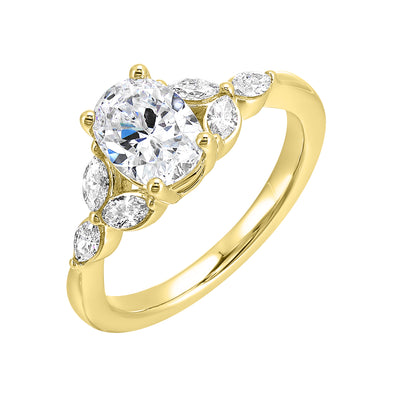 Thollot-Colorado Cut 14K Yellow Gold 0.33ctw 4 Prong Style Diamond Semi-Mount Engagement Ring