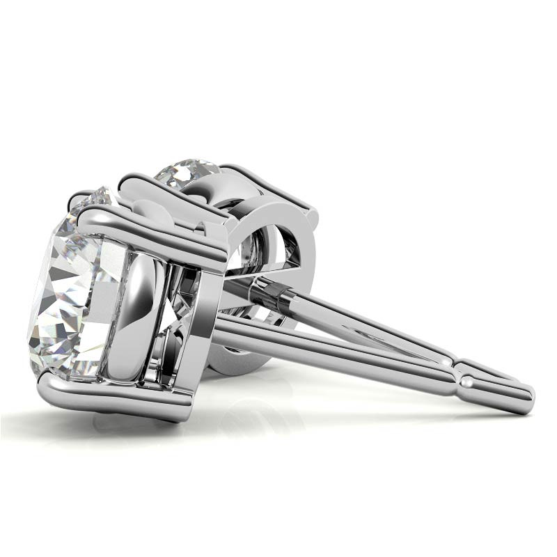 14K White Gold 2ctw Diamond Stud Earrings in Four Prong Basket Settings