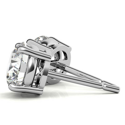 14K White Gold 2ctw Diamond Stud Earrings in Four Prong Basket Settings