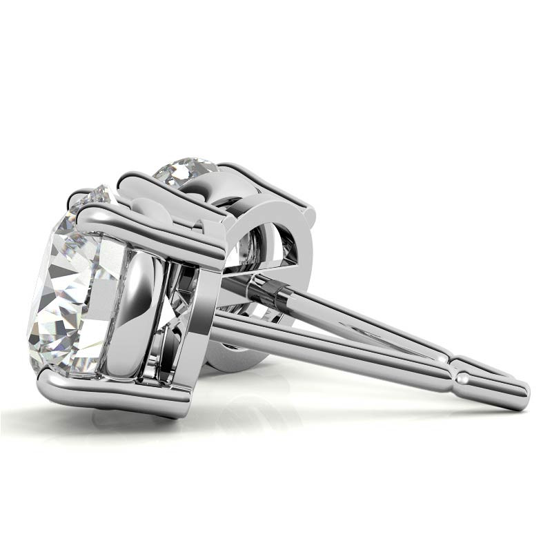14K White Gold 1.5ctw Diamond Stud Earrings in Four Prong Basket Settings