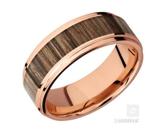 14K Rose Gold 8.0mm Flat Wedding Band