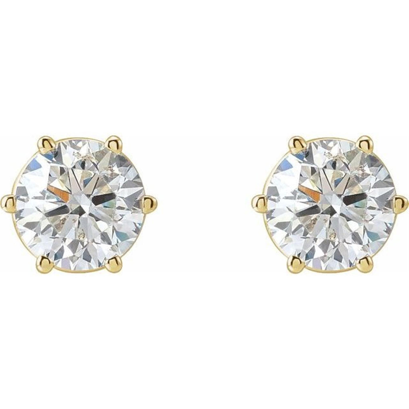 14K Yellow Gold 2.19ctw Diamond Stud Earrings in Six Prong Settings