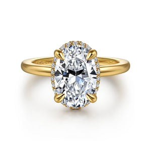 Gabriel - Lotus Collection 14K Yellow Gold 0.11ctw Hidden Halo Style Diamond Semi-Mount Engagement Ring