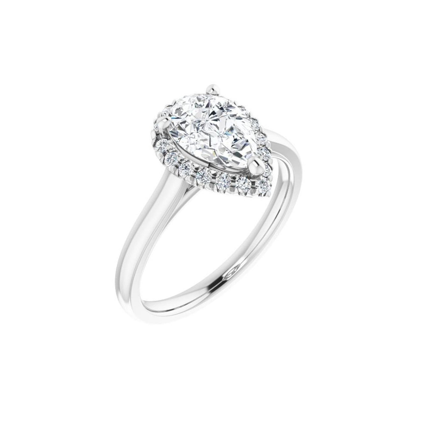 Ever & Ever 14K White Gold .17ctw Pear Halo Style Diamond Semi-Mount Engagement Ring