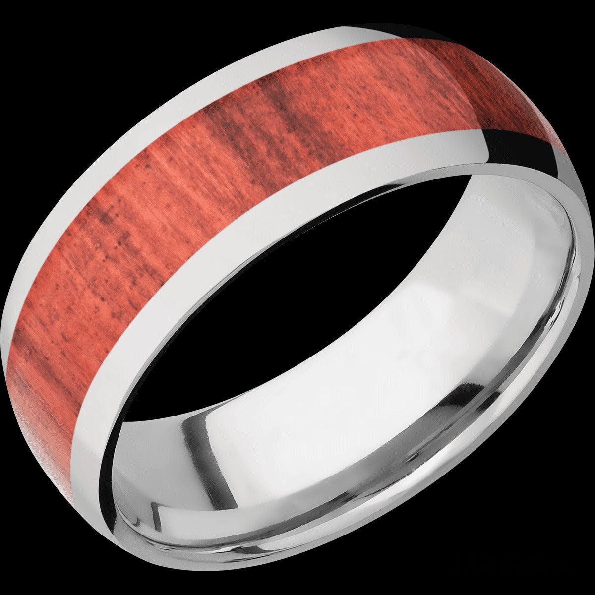 8mm Titanium and Red Heart Hardwood Wedding Band