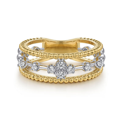 Gabriel 14K White & Yellow Gold 0.24ctw Stackable Diamond Fashion Ring