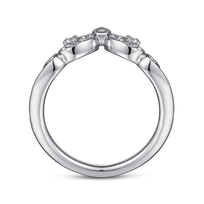 Gabriel 14K White Gold 0.05ctw Contoured Diamond Band