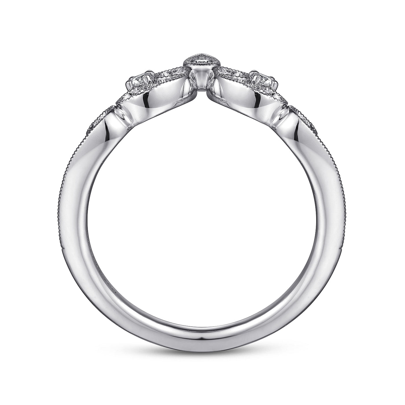 Gabriel 14K White Gold 0.05ctw Contoured Diamond Band