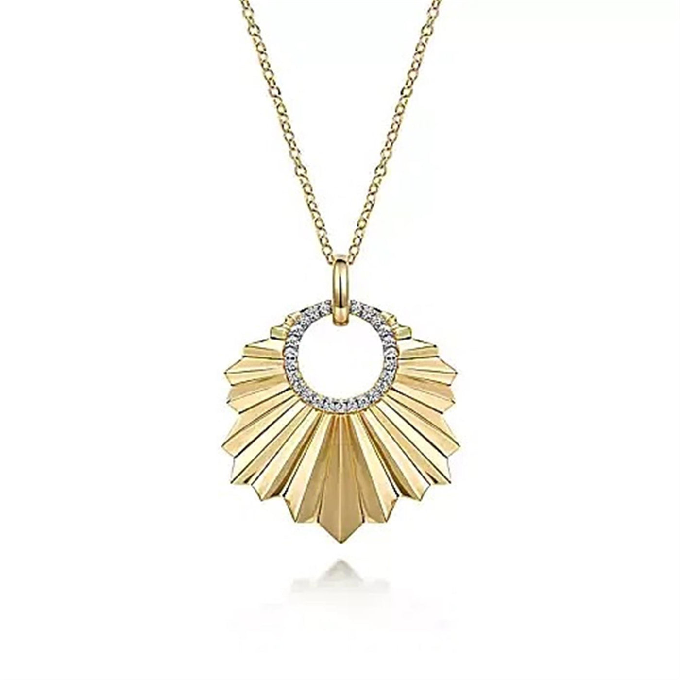 Gabriel - Contemporary Collection 14K Yellow Gold .19ctw Nature Inspired Style Pendant