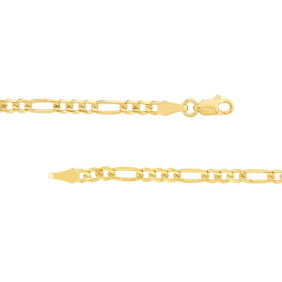 10K Yellow Gold 9" Solid  Figaro Chain