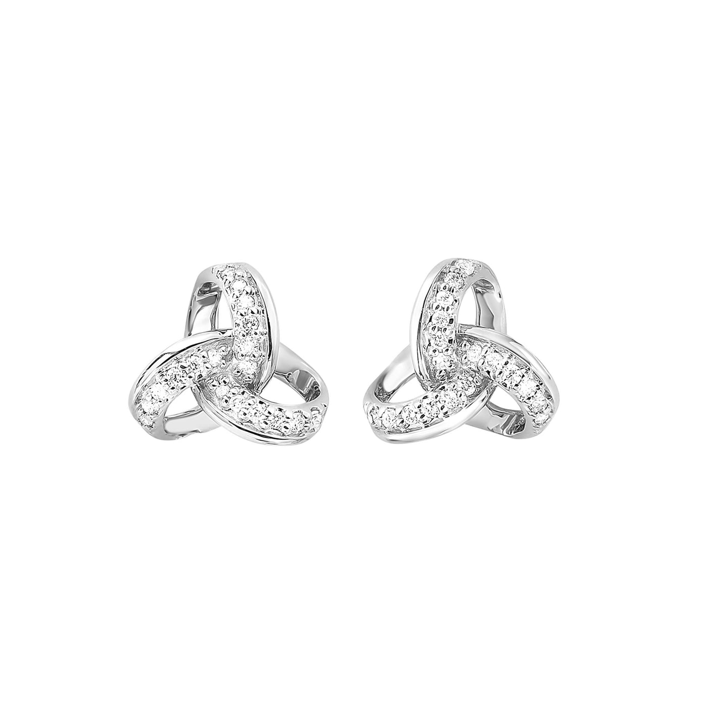 10K White Gold .10ctw Celtic Trinity Knot Fancy Style Diamond Earrings