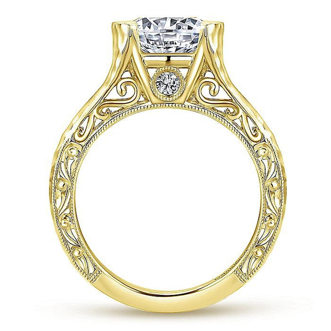 Gabriel 14K Yellow Gold .05ctw Bezel Style Diamond Semi-Mount Engagement Ring