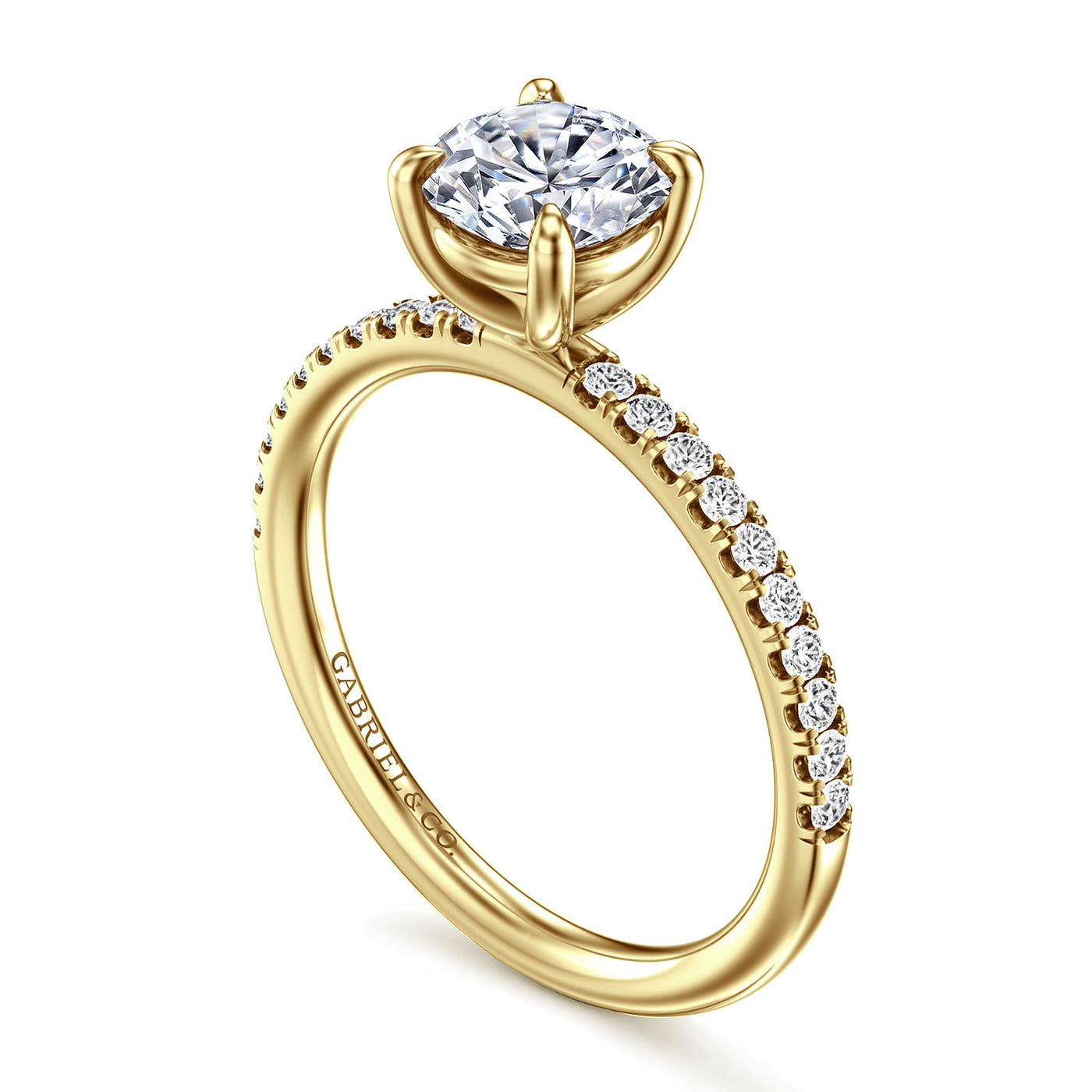 Gabriel 14K Yellow Gold 0.197ctw 4 Prong Style Diamond Semi-Mount Engagement Ring