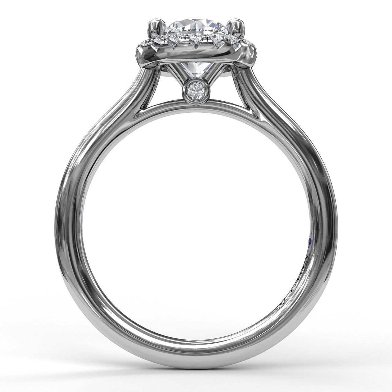 Fana 14K White Gold .15ctw Round Halo Style Diamond Semi-Mount Engagement Ring