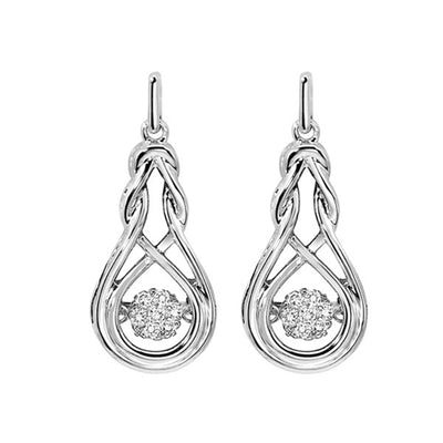 Sterling Silver .14ctw Rhythm of Love Celtic Knot Style Diamond Earrings