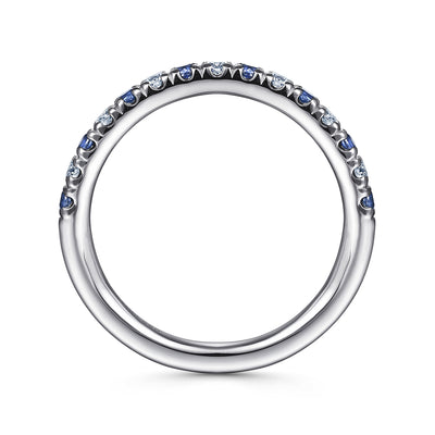 Gabriel 14K White Gold 0.50ctw Band Style Sapphires and Diamonds Ring