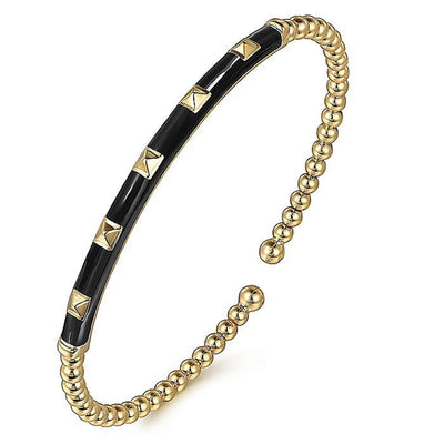 Gabriel 14K Yellow Gold 6.25" Solid Bangle Bead Fashion Bracelet
