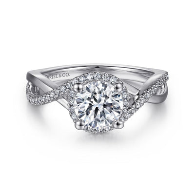 Gabriel 14K White Gold .24ctw 4 Prong Style Diamond Semi-Mount Engagement Ring