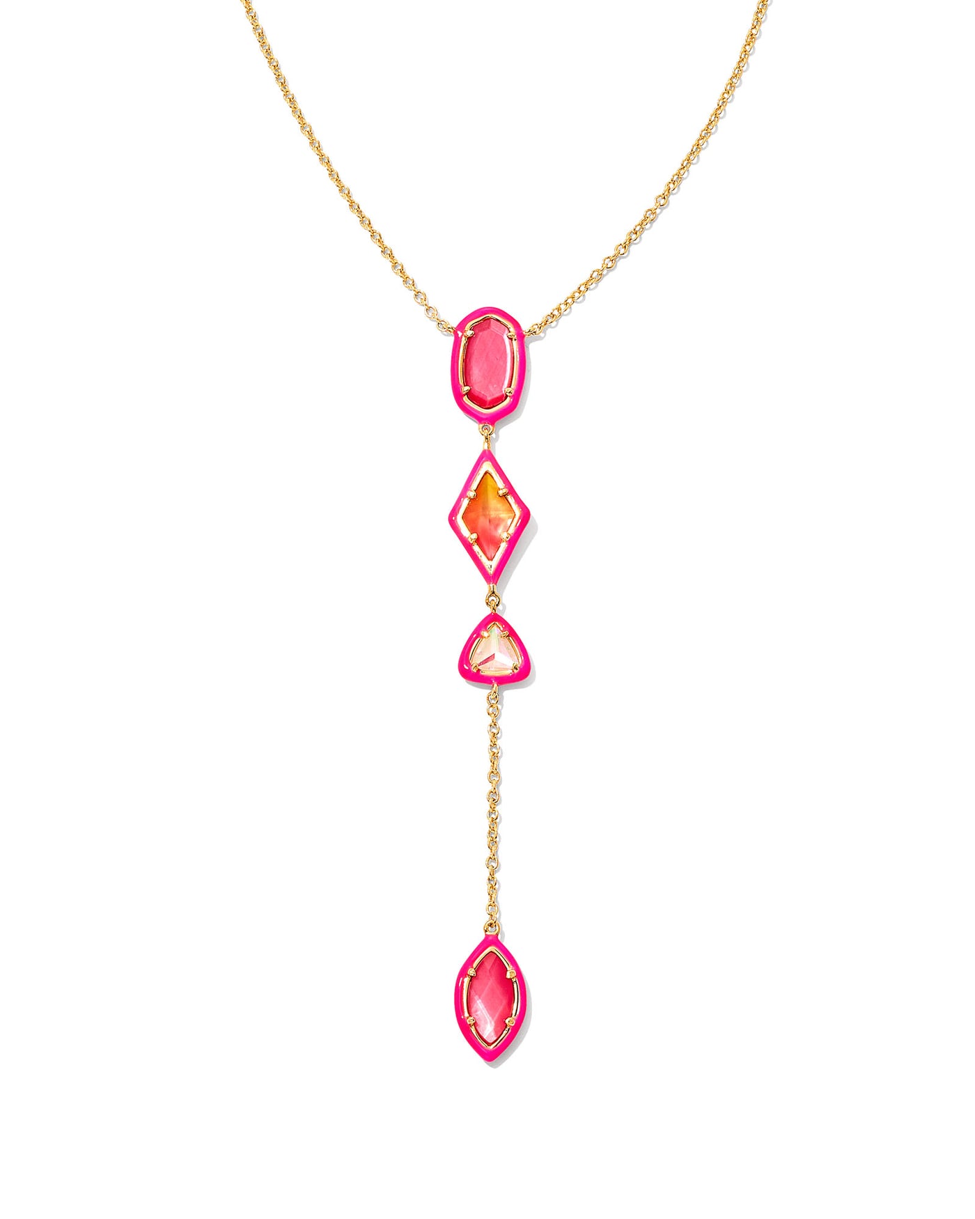 Gold Tone Necklace Featuring Ombre Pink Mix by Kendra Scott