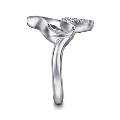 Gabriel Sterling Silver 0.08ctw Assymetrical Open Heart Style Ring