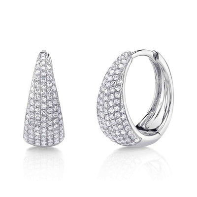 Shy Creation 14K White Gold 0.41ctw Classic Huggie Style Diamond Earrings