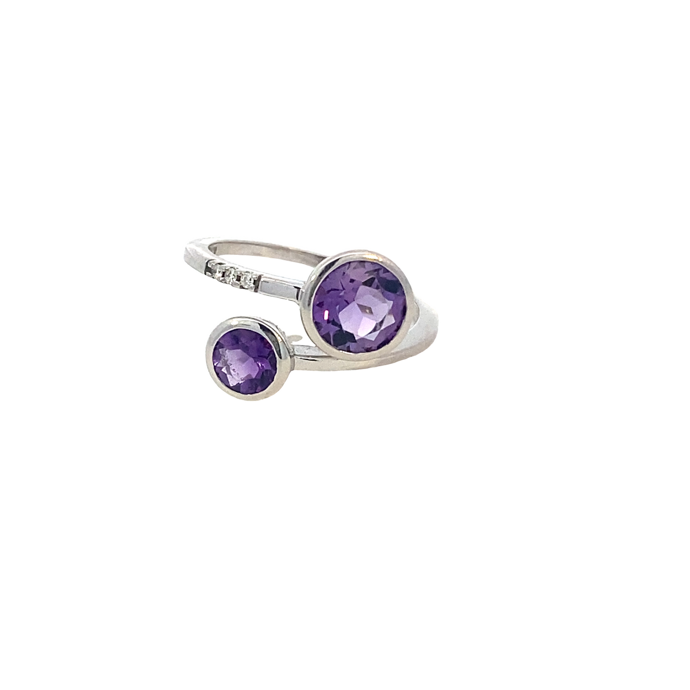 Estate 14K White Gold 2.22ctw Bypass Style Amethyst and Amethyst Ring