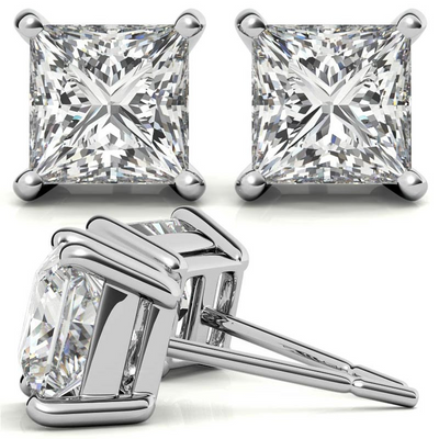 14K White Gold Diamond Stud Earrings