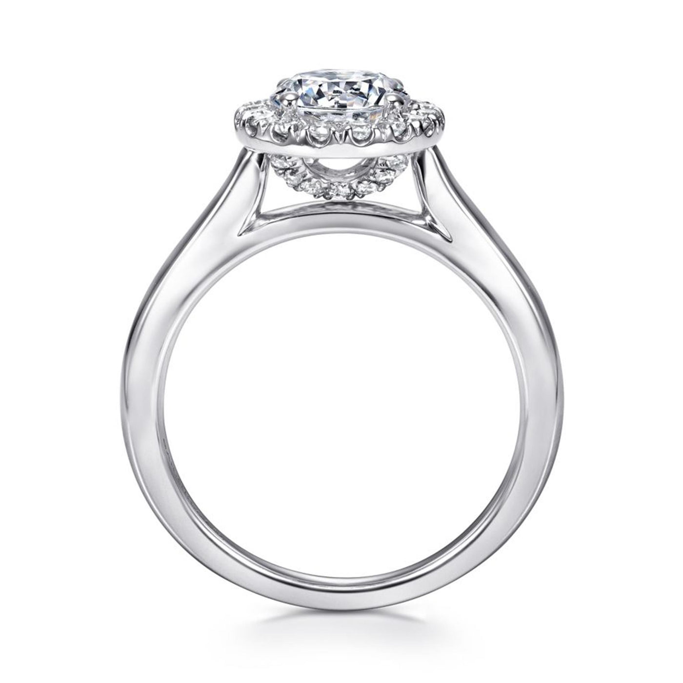 Gabriel 14K White Gold .28ctw Round Halo Style Diamond Semi-Mount Engagement Ring