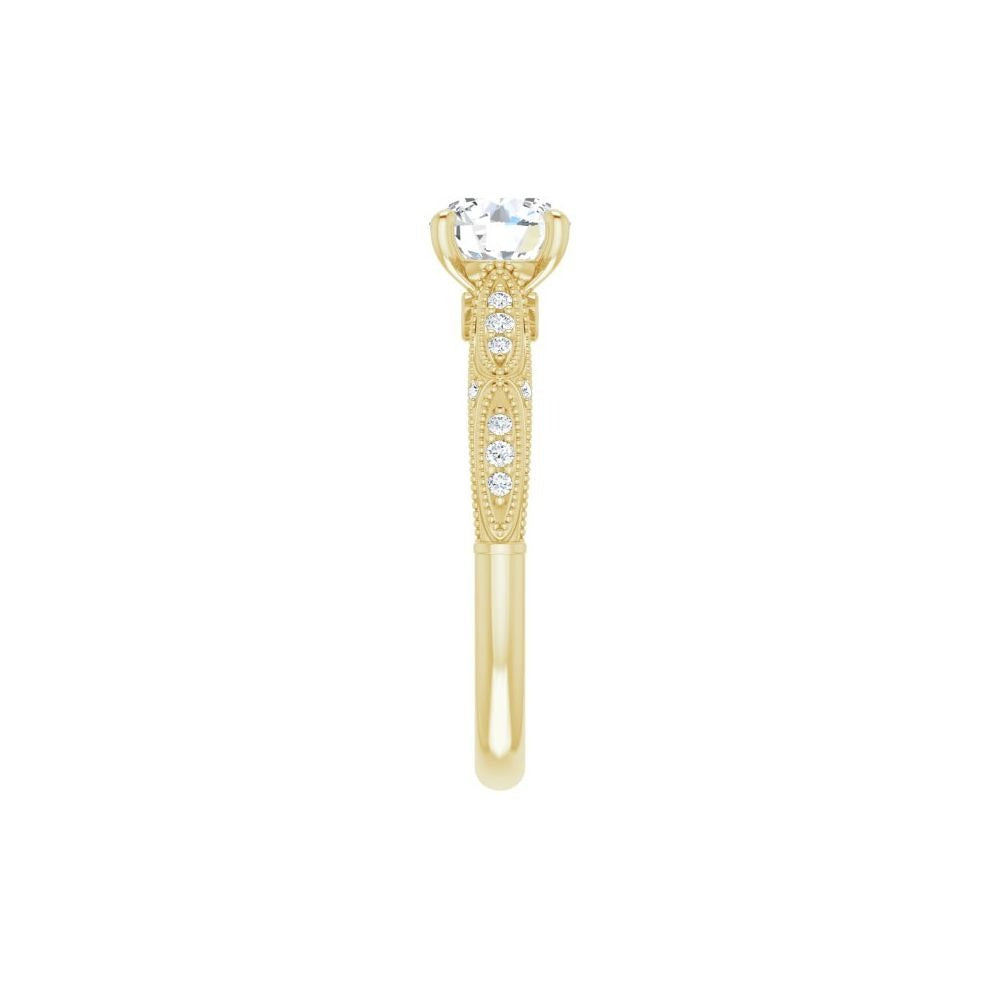 14K Yellow Gold .10ctw 4 Prong Style Diamond Semi-Mount Engagement Ring