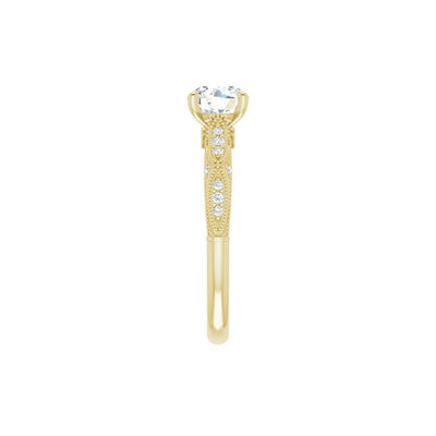 14K Yellow Gold .10ctw 4 Prong Style Diamond Semi-Mount Engagement Ring